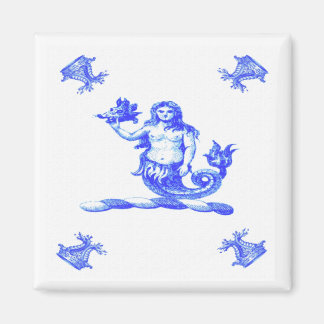 Blue Dutch Mermaid Old Magnet