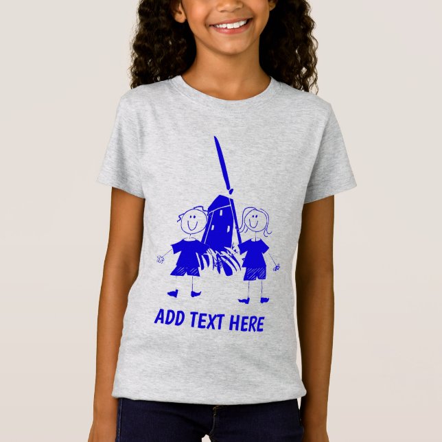 Blue Dutch Stick Kids T-Shirt (Front)