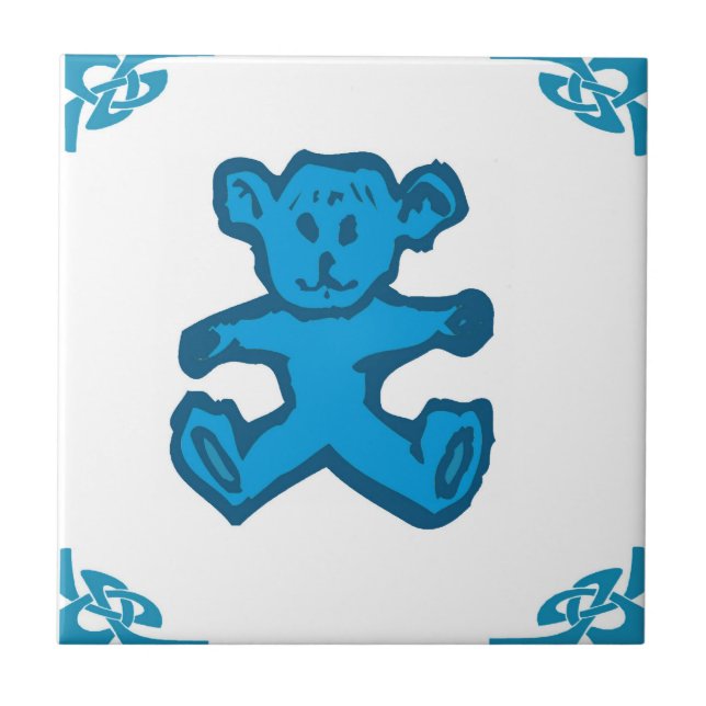 Blue Dutch Teddy Bear Ceramic Tile (Front)