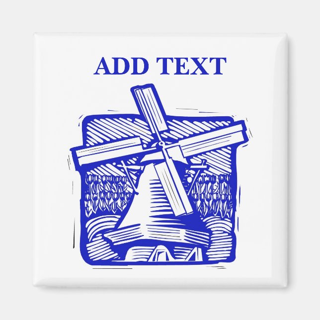 Blue Dutch Windmill Magnet (Front)