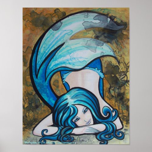 Blue Dutchess Mermaid pin up Art Poster