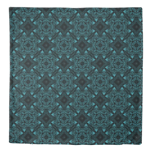 blue duvet covers - Teal duvet covers - Floral (Back)