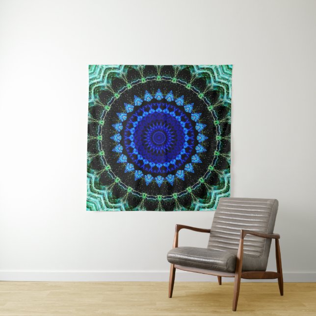 Blue Dwarf Mandala Tapestry (In Situ)