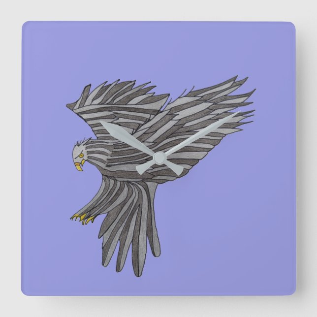 Blue Eagle Square Wall Clock (Front)