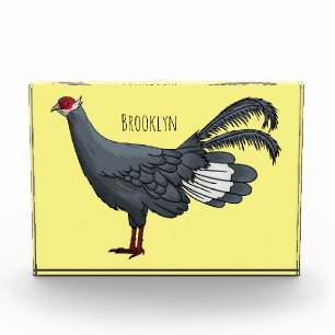 Blue eared pheasant bird cartoon illustration photo block