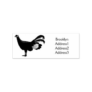 Blue eared pheasant bird cartoon illustration rubber stamp