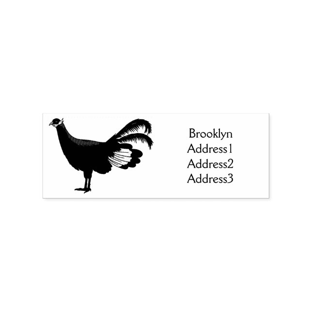 Blue eared pheasant bird cartoon illustration rubber stamp (Imprint)