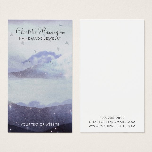 Blue Earring Jewelry Mountains Clouds Display Card (Front & Back)