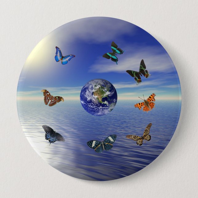 Blue Earth Butterflies Button (Front)