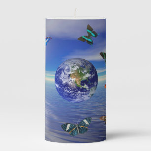 Blue Earth Butterflies Pillar Candle