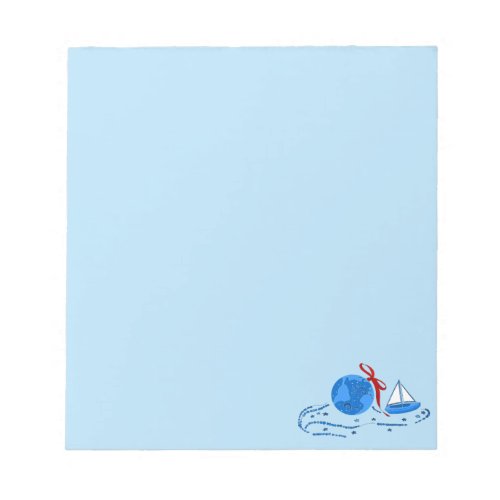 Blue Earth Christmas Ball and Little Boat Notepad