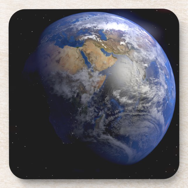 Blue Earth From Space  Inspirational Beverage Coaster (Front)