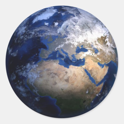 Blue Earth From Space  Inspirational Globe World Classic Round Sticker