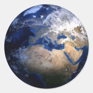 Blue Earth From Space  Inspirational Globe World Classic Round Sticker