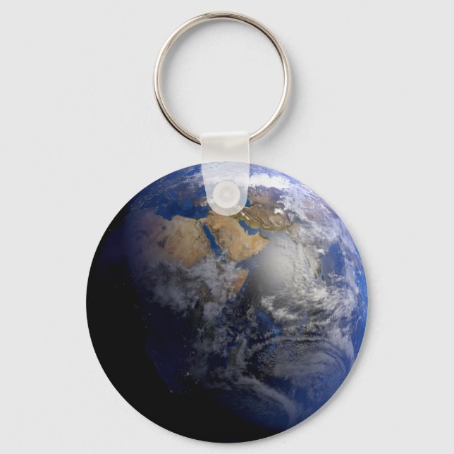 Blue Earth From Space  Inspirational Keychain (Front)