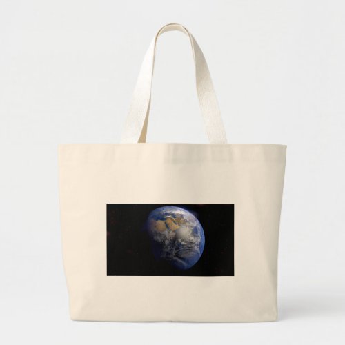 Blue Earth From Space  Inspirational Large Tote Bag