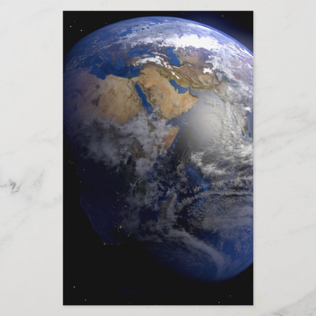 Blue Earth From Space  Inspirational Stationery (Front)