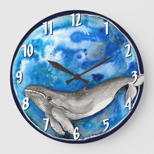 Blue Earth Whale Large Clock