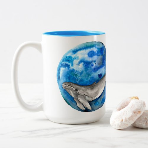Blue Earth Whale Two_Tone Coffee Mug