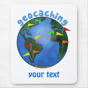 Blue Earth With Flags Geocaching Custom Mouse Pad