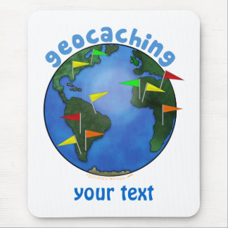 Blue Earth With Flags Geocaching Custom Mouse Pad