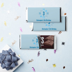 Blue Easter 3rd Birthday Hershey Bar Favors
