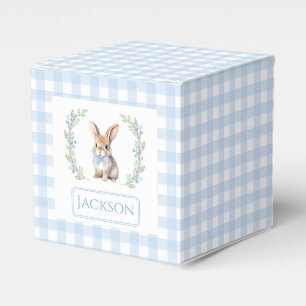 Blue Easter bunny baby boy shower gift favor boxes