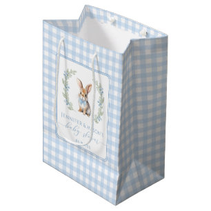 Blue Easter bunny baby shower thank you gift bags