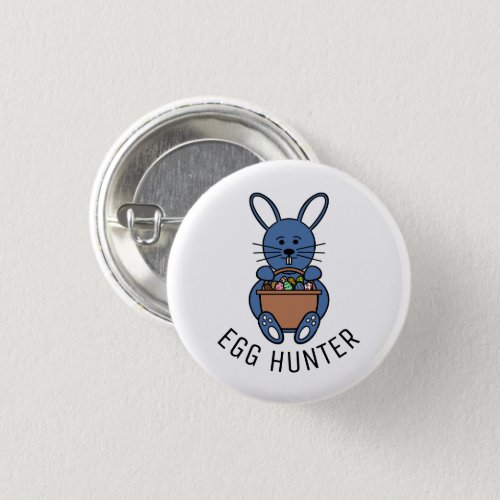 Blue Easter Bunny Egg Hunter Button