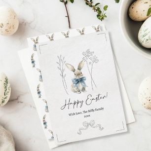 Blue Easter Bunny Greeting Card