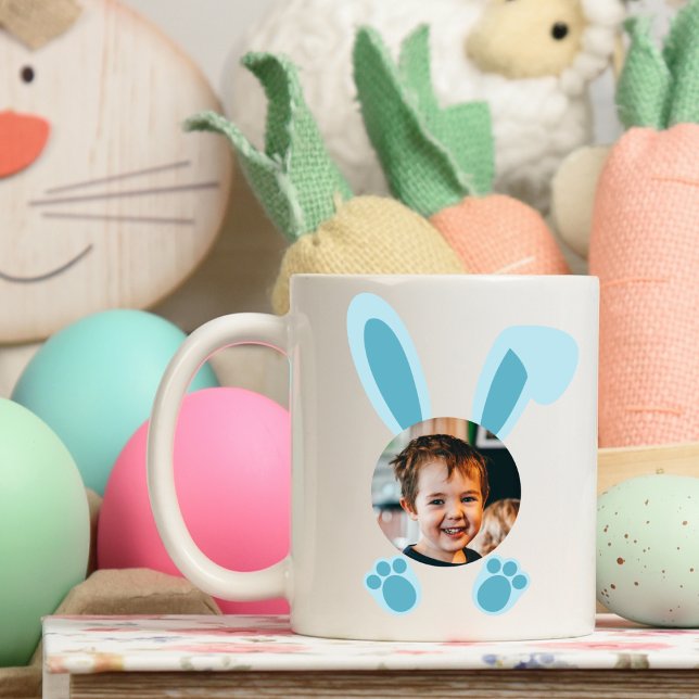 Blue Easter Bunny Personalised Custom Photo Coffee Mug (Creator Uploaded)