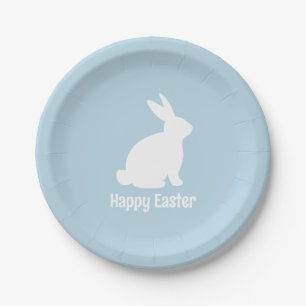 Blue Easter Bunny Spring Birthday Party Paper Plates