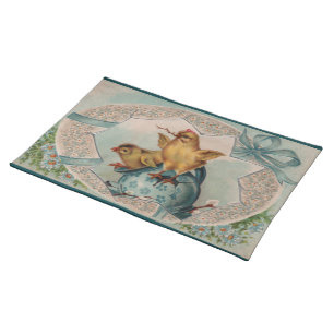Blue Easter Egg and Chicks Cloth Placemat