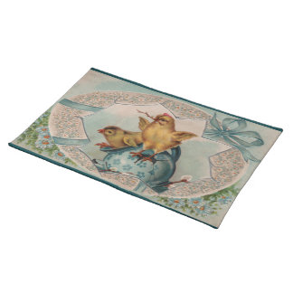 Blue Easter Egg and Chicks Cloth Placemat