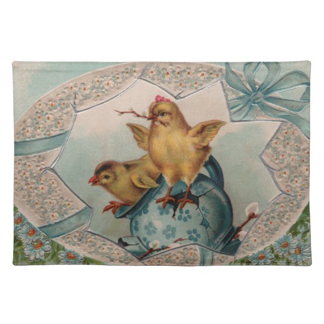 Blue Easter Egg and Chicks Placemat (Front)