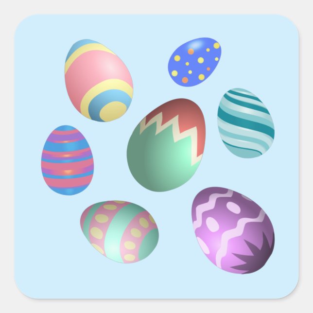 Blue Easter Egg Easter Party Easter Egg Hunt Cute Square Sticker (Front)