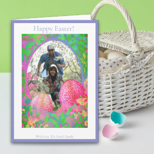 Blue Easter egg hunt Holiday Card