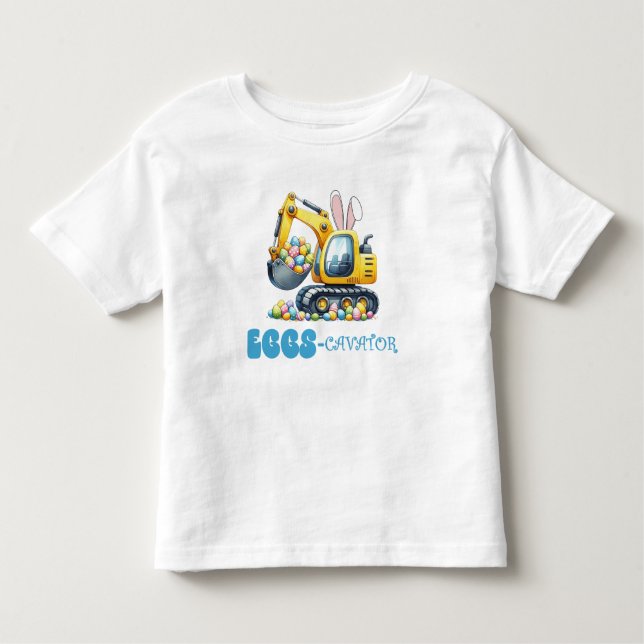 Blue Easter Eggs-Cavator Bunny Toddler T-shirt (Front)