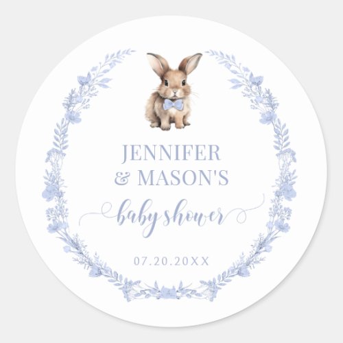 Blue Easter rabbit bunny baby boy shower stickers