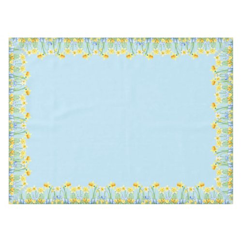 Blue Easter Spring Floral Flowers Tablecloth