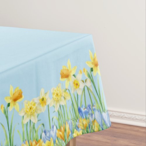 Blue Easter Spring Floral Flowers Tablecloth