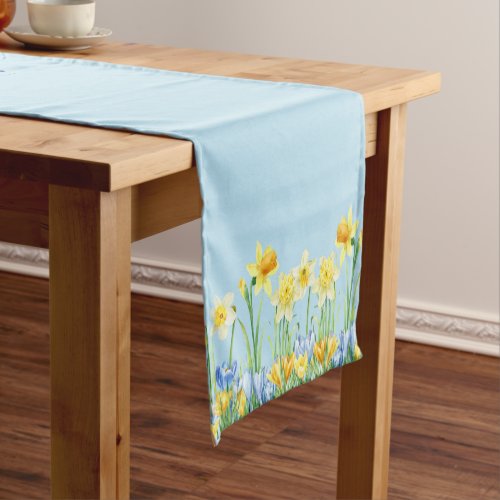 Blue Easter Spring Floral  Short Table Runner