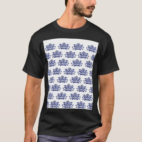 Blue Eastern Europe Onion Pattern Batik Flower Pa T_Shirt