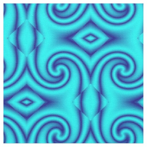 Blue Eastern-style interlocking swirls Fabric
