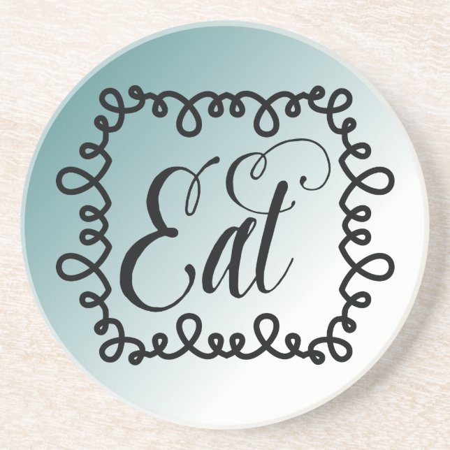 Blue Eat Drink Coaster (Front)