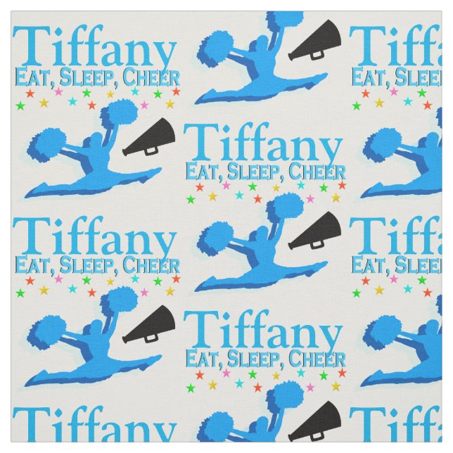 BLUE EAT, SLEEP, CHEER PERSONALIZED FABRIC (Swatch)