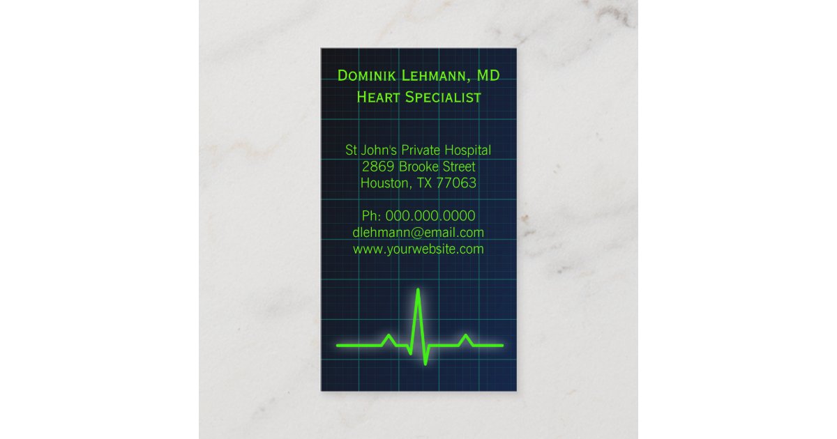 Blue ECG Heart Rate Monitor Business Cards | Zazzle