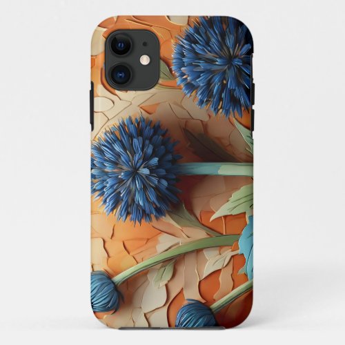 Blue Echinops Flowers iPhone 11 Case