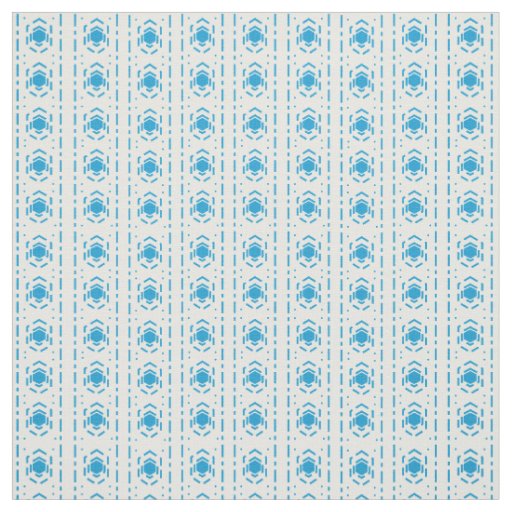 Blue & Ecru Mediterranean Pattern  Cotton Fabric