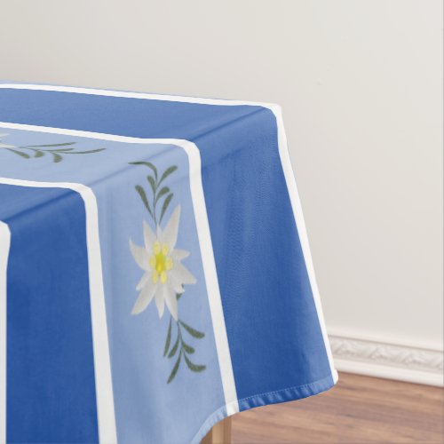 Blue Edelweiss Striped Tablecloth